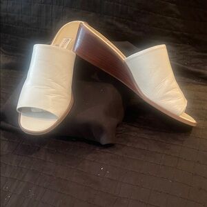 Etienne Aigner vintage leather upper slide wedges euc sz 9 m